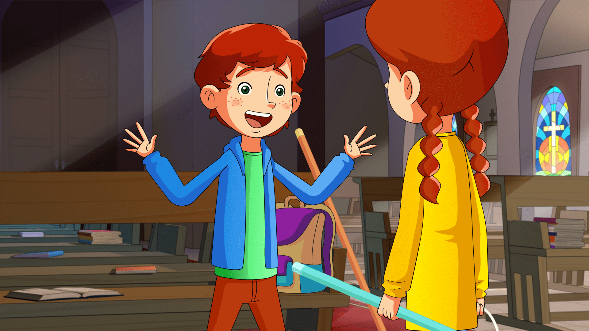 Image of Patrick and Katie talking